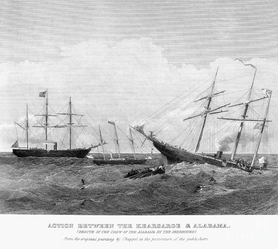 Transportation Photograph - ALABAMA vs KEARSARGE, 1864 #2 by Granger