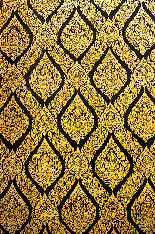 Pattern Painting - Antique Thai temple mural patterns #2 by Kanoksak Detboon