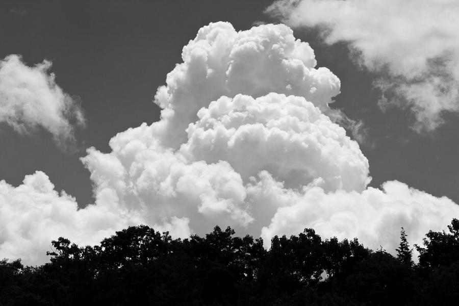 Black And white Sky With Building Storm Clouds Fine Art Print #2 Photograph by Keith Webber Jr