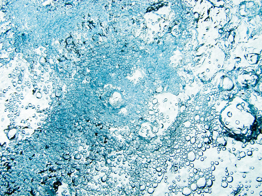 Blue White Water Bubbles In A Pool Photograph