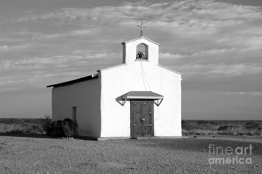 Calera Mission Chapel in West Texas Black and White Photograph by Shawn OBrien