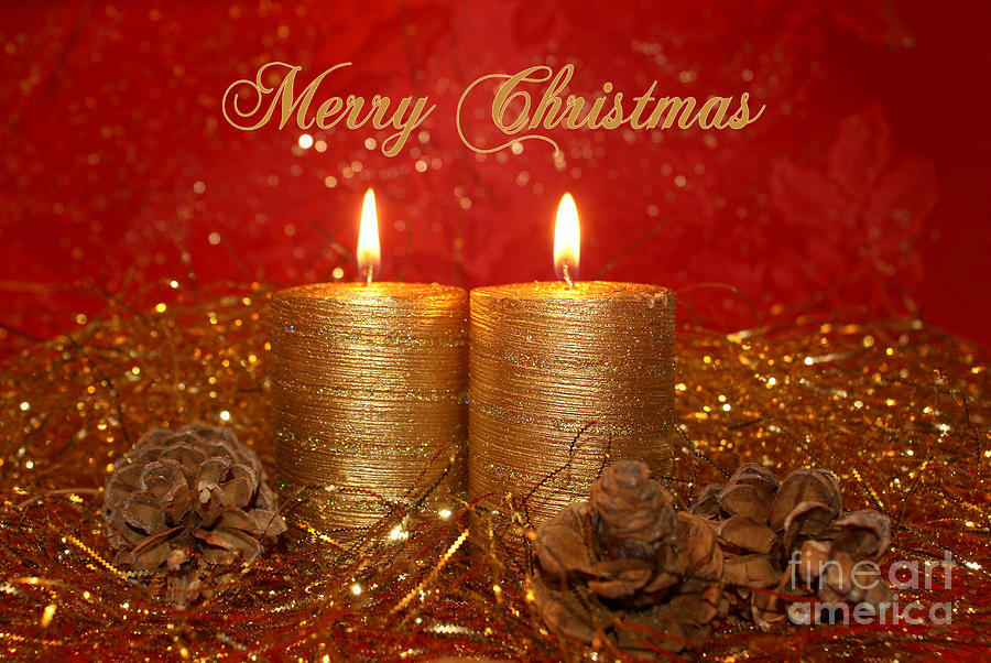 Christmas Photograph - 2 Candles Christmas Card by Aimelle Ml