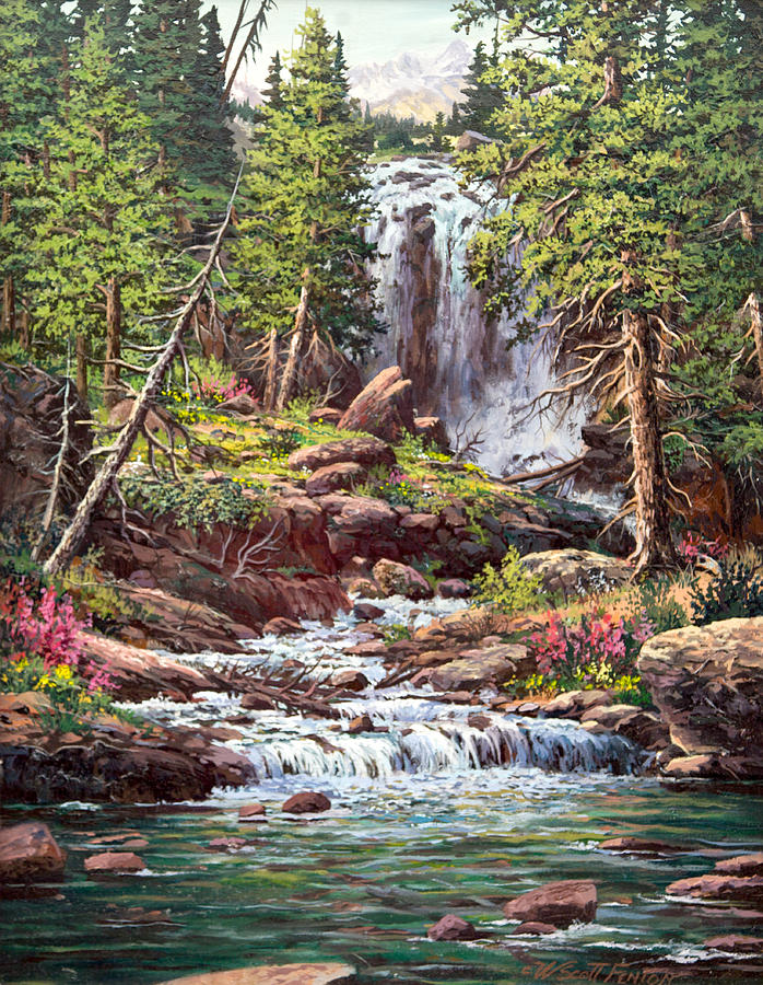 Spring Painting - Cartwheel Falls #2 by W  Scott Fenton