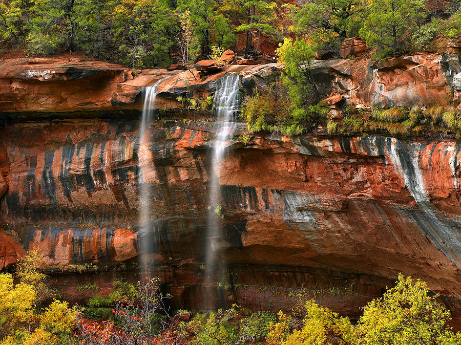 Zion National Park Photograph - Cascades Tumbling 110 Feet At Emerald #2 by Tim Fitzharris