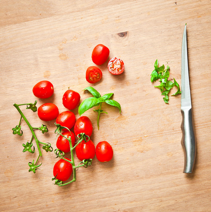 Knife Still Life Photograph - Cherry tomatoes #2 by Tom Gowanlock