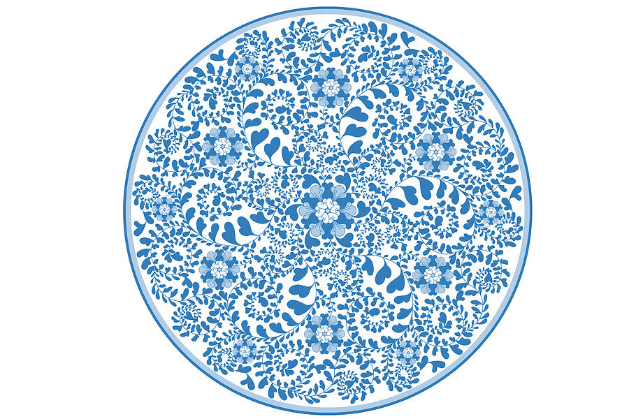 Pattern Digital Art - Chinese Traditional Blue And White Porcelain Style Pattern by BJI Blue Jean Images