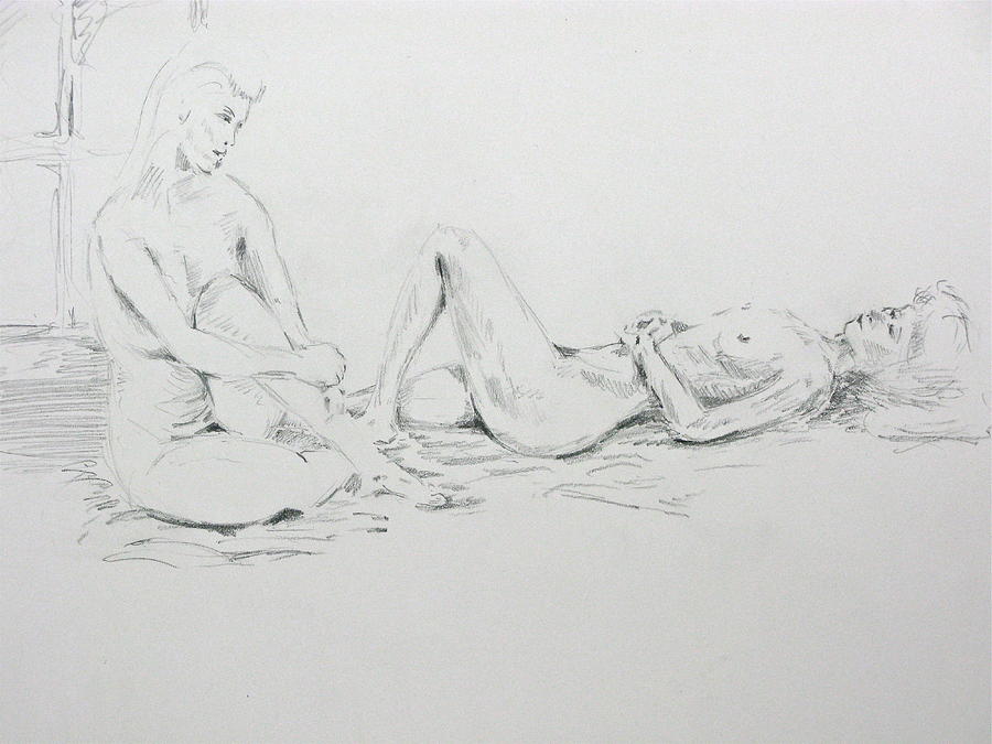2 Close Friends Drawing by Brian Sereda