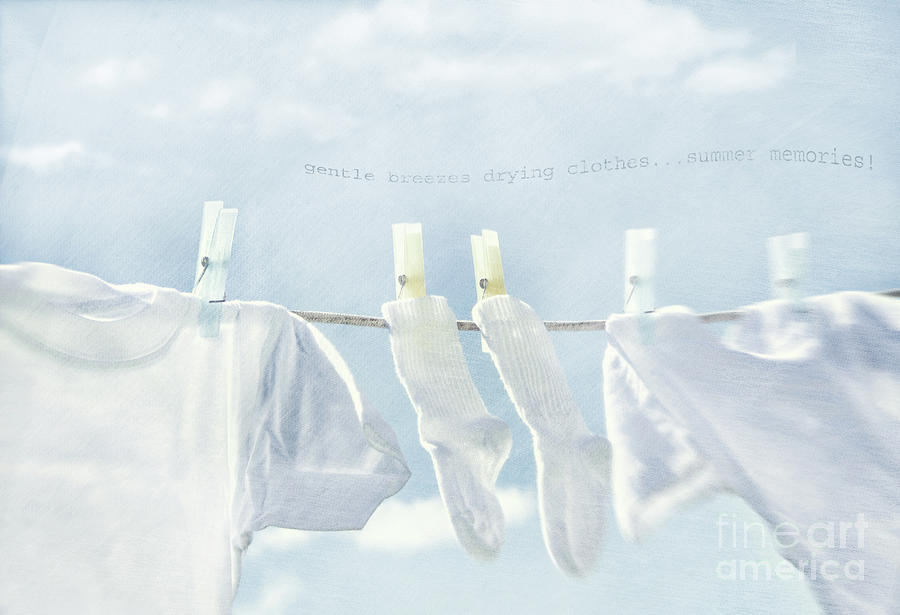 Nature Photograph - Clothes hanging on clothesline #2 by Sandra Cunningham