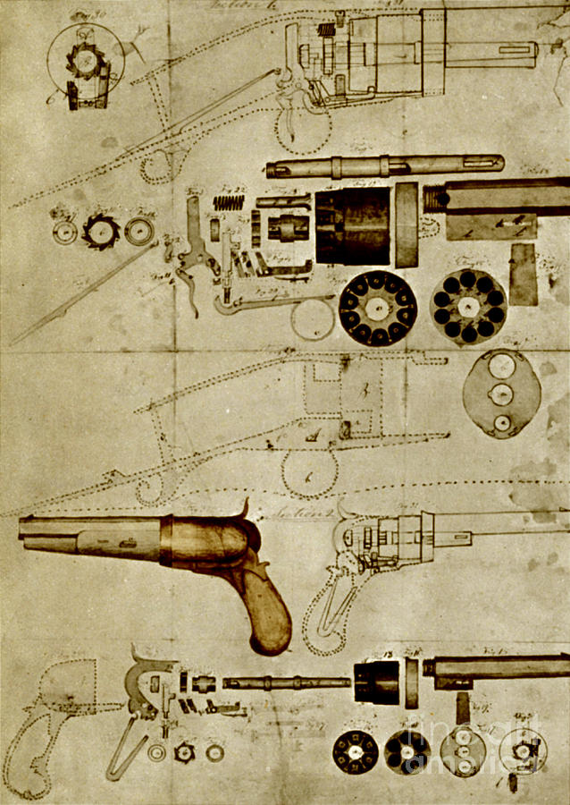Samuel Colt Photograph - Colt Pistol Us Patent Diagram #3 by Science Source