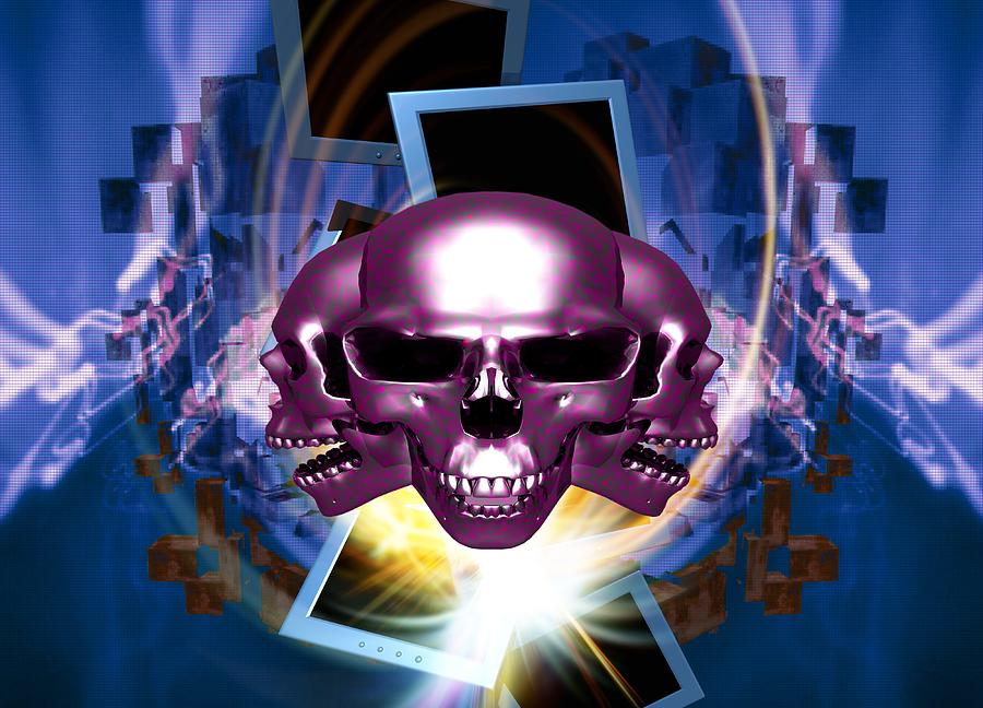 Skull Photograph - Computer Virus, Conceptual Artwork #2 by Victor Habbick Visions