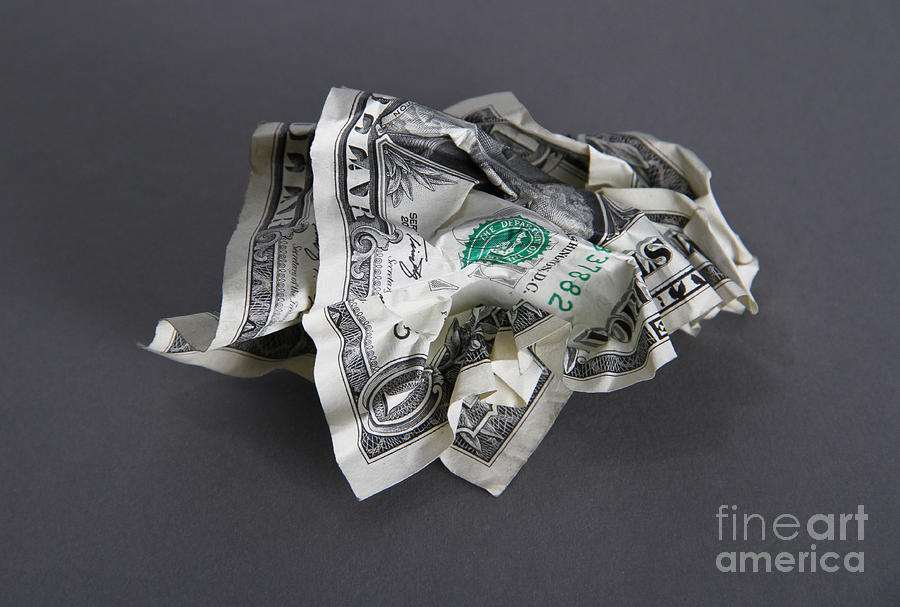 Crumpled Money #2 Photograph by Photo Researchers, Inc.