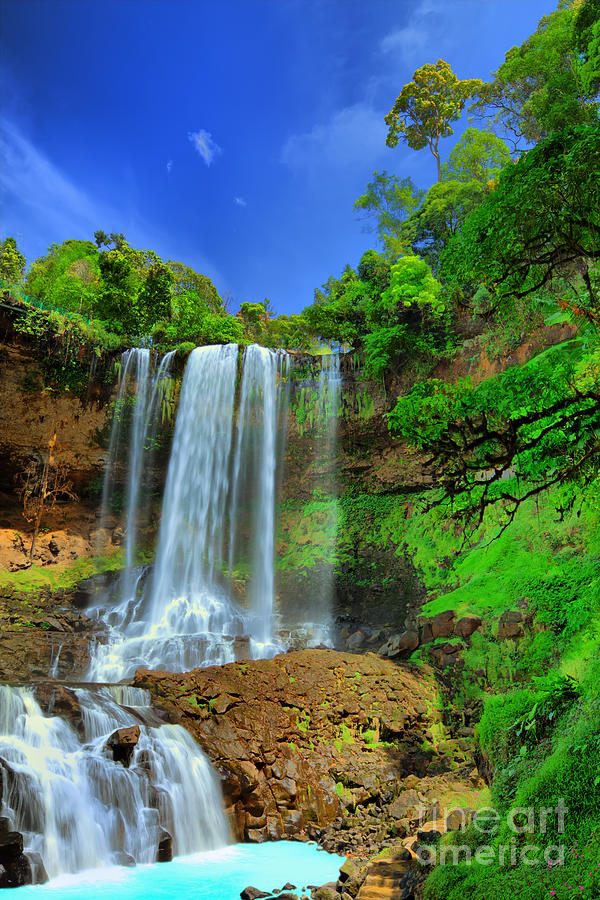 Jungle Photograph - Dambri waterfall #2 by MotHaiBaPhoto Prints