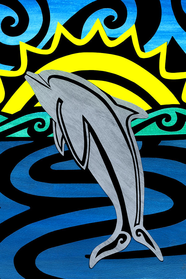 Dolphin Sunrise Painting by Roseanne Jones