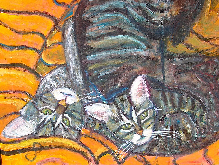 Cat Painting - Dos Gatos by Carolyn Donnell