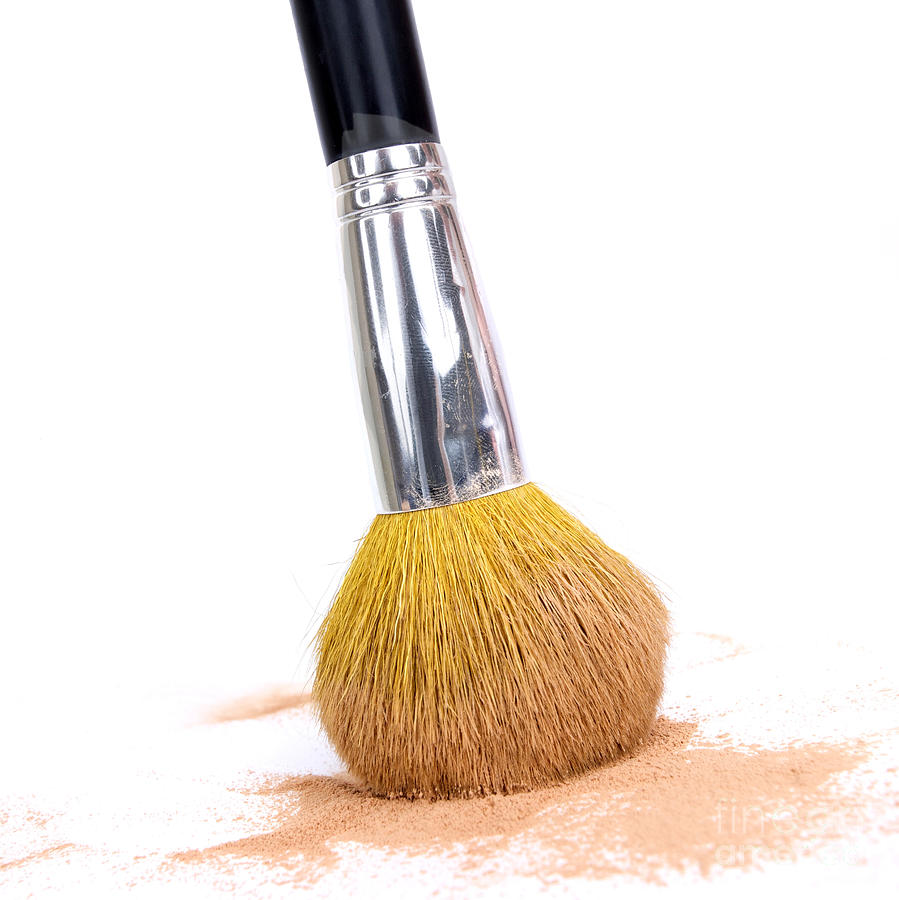 Cosmetics Photograph - Face powder and make-up brush #2 by Bernard Jaubert