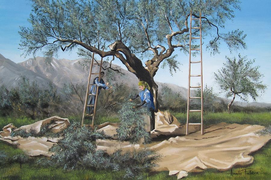 olive picking painting