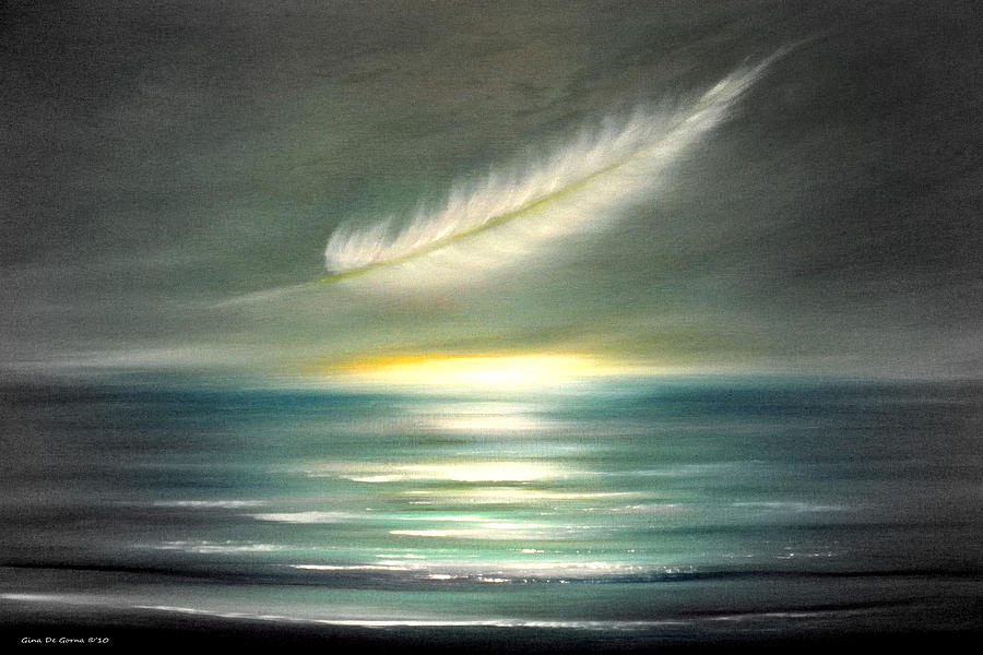 Feather at Sunset #2 Painting by Gina De Gorna