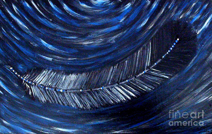 Feather on water Painting by Monica Furlow