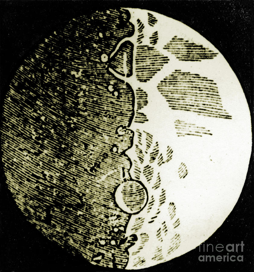 Galileo Moon Drawing #2 Photograph by Omikron