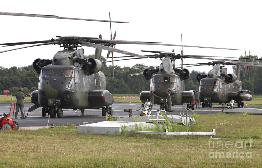 Transportation Photograph - German Army Ch-53g Helicopters, Germany #2 by Timm Ziegenthaler
