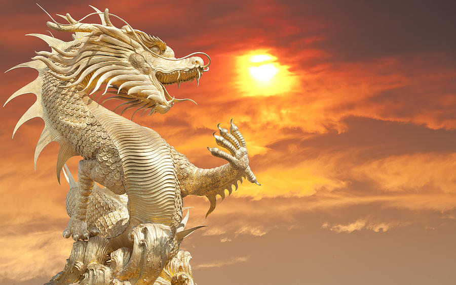 Giant golden Chinese dragon #2 Photograph by Anek Suwannaphoom