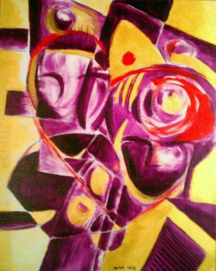 Acrylic Painting - 2 Heads 1 Heart by Ari Meier Acrylic Painting - 2 Heads 1 Heart by Ari Meier