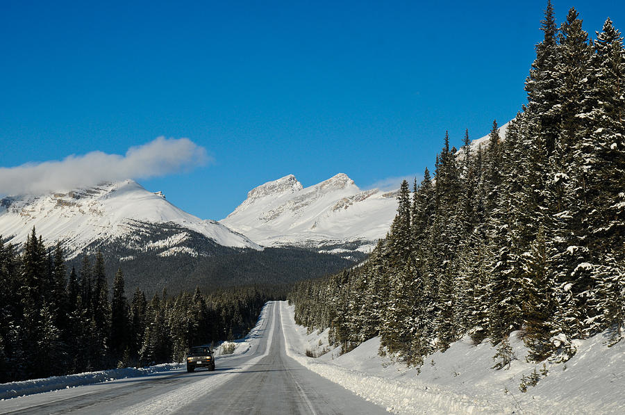 Highway in Winter through mountains #2 Photograph by U Schade