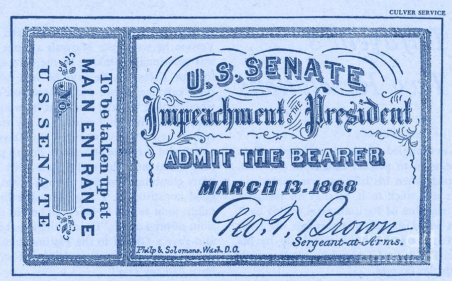 Impeachment Ticket, 1868 #2 Photograph by Photo Researchers