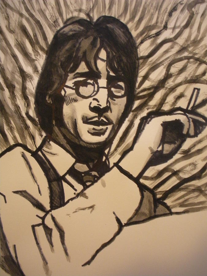 John Lennon Portrait Drawing - John Lennon  #2 by Jeremiah Cook