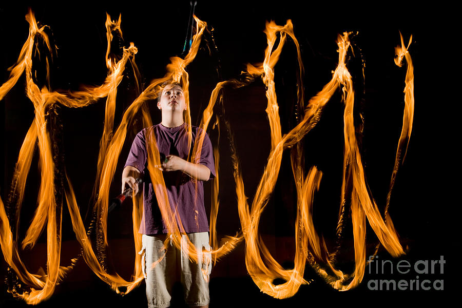 Juggling Fire #2 Photograph by Ted Kinsman