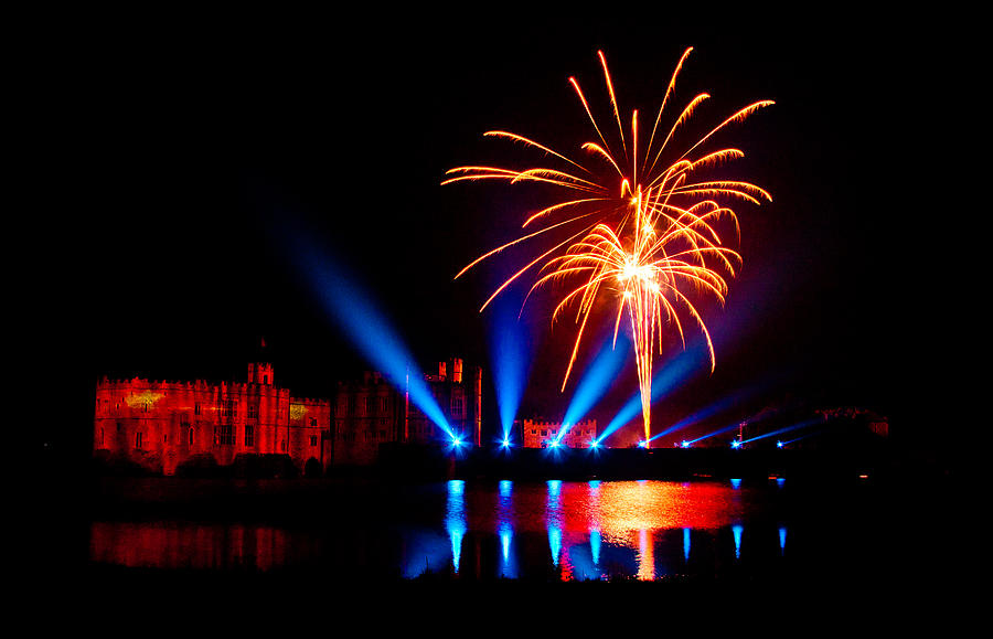 Leeds Castle Photograph - Leeds Castle Fireworks #2 by Dawn OConnor