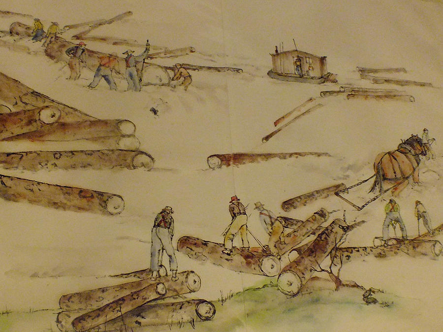 logging in the Pacific N.W. #2 Painting by Debbi Saccomanno Chan