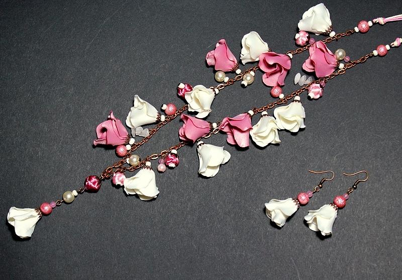 Rose Jewelry - Long necklace and earrings #2 by Gorean Olga