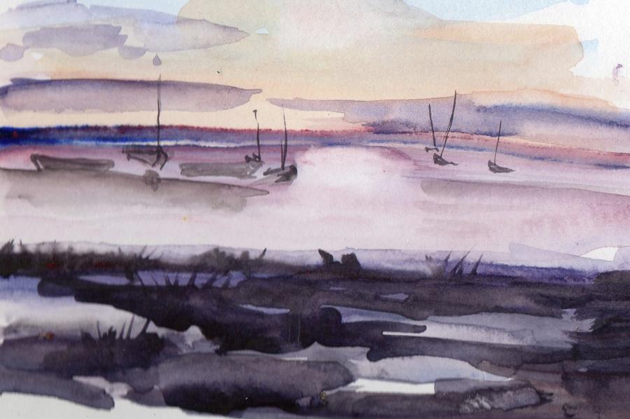 Mersea Island Sunset #2 Painting by Angelina Whittaker Cook