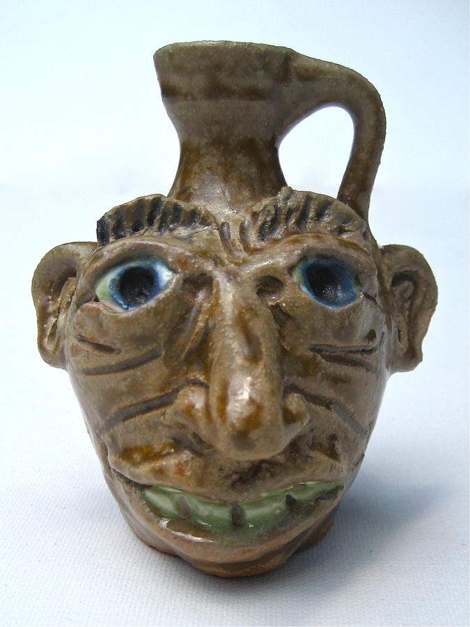 Miniature Face Jug #2 Ceramic Art by Stephen Hawks