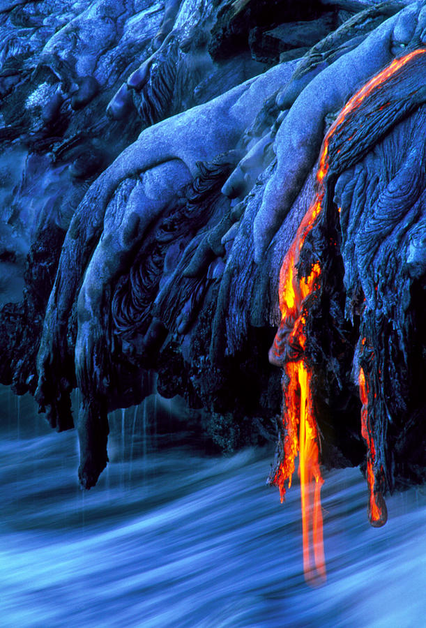 Molten Pahoehoe Lava Flowing Into The Ocean Photograph by G. Brad Lewis ...