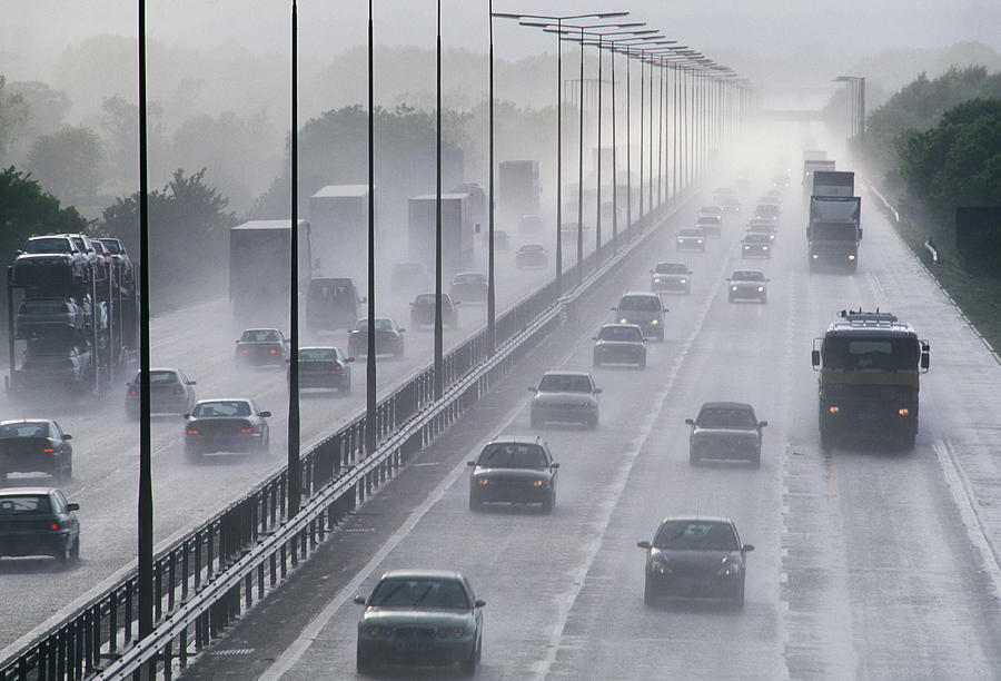 Car Photograph - Motorway Traffic In The Rain #2 by Jeremy Walker