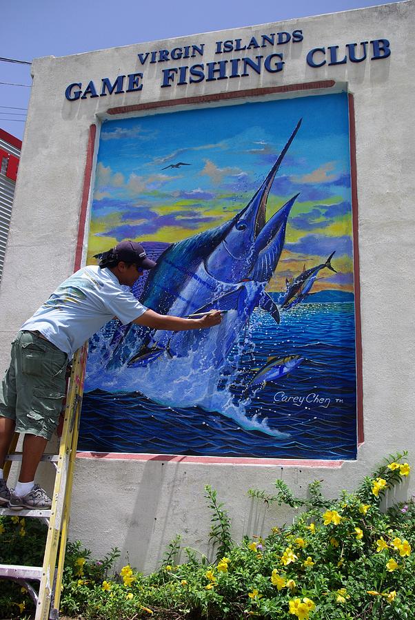 Swordfish Painting - Mural in St Thomas #3 by Carey Chen