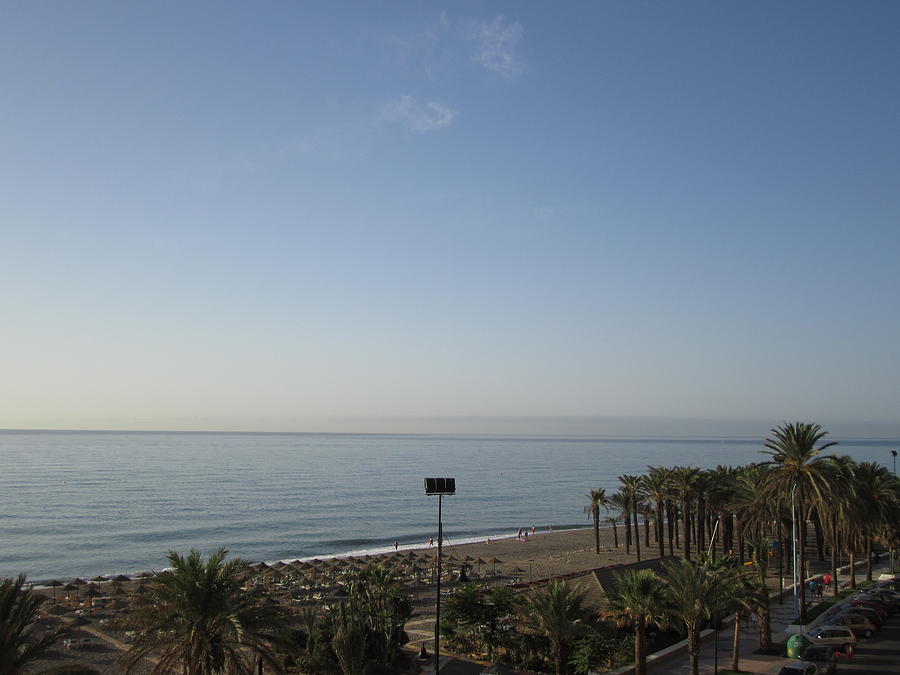 Ocean View and Palm Trees at Costa Del Sol Beach Spain #2 Photograph by John Shiron