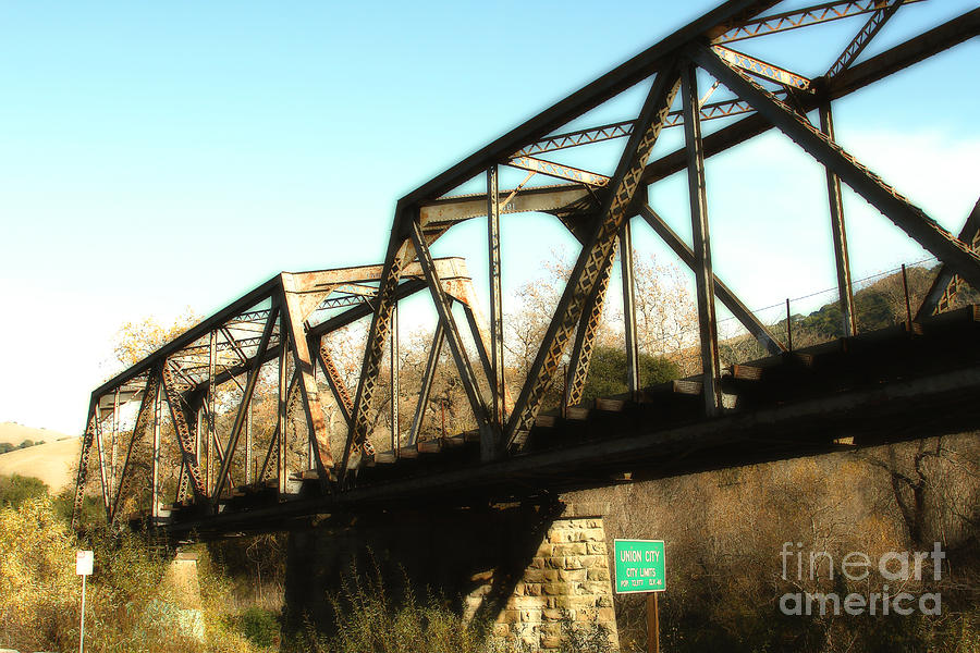 Transportation Photograph - Old Railroad Bridge at Union City Limits near Historic Niles District in California . 7D10736 #2 by Wingsdomain Art and Photography