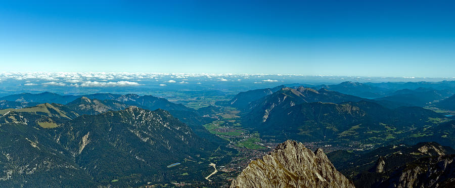Mountain Photograph - Panoramic View Zugspitze German Austrian Boarder #2 by U Schade