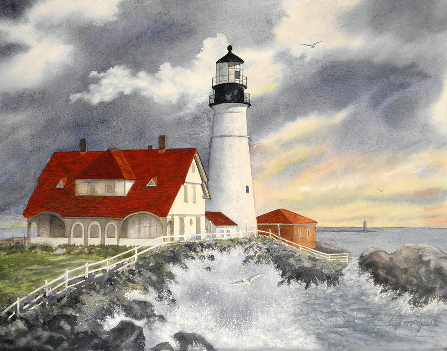 Portland Head Lighthouse Painting by Lizbeth McGee