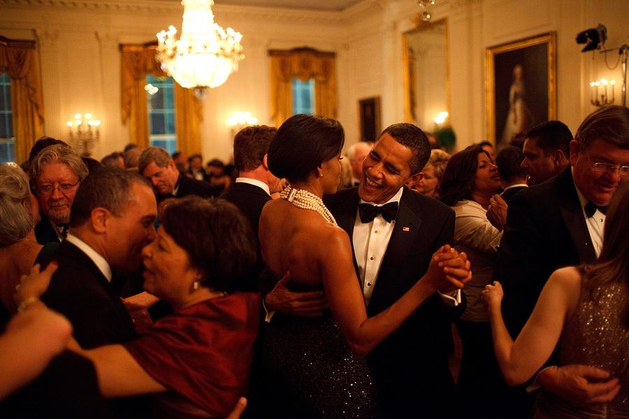 President And Michelle Obama Dance #2 Photograph by Everett
