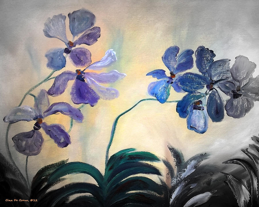 Purple Orchids #2 Painting by Gina De Gorna