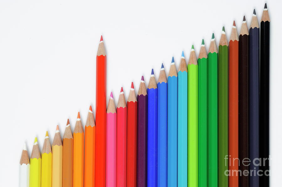 Crayon Photograph - Row of colorful crayons #2 by Sami Sarkis