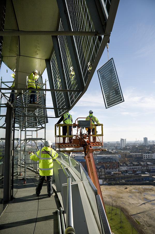 Crane Photograph - Solar Panels On City Hall, London, Uk #2 by Paul Rapson