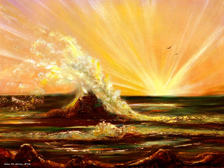 Sunset Painting - Splashing #2 by Gina De Gorna