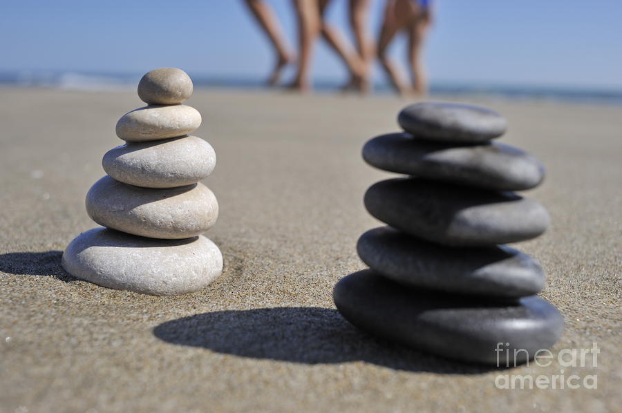Beach Photograph - Stack of pebbles on beach #2 by Sami Sarkis
