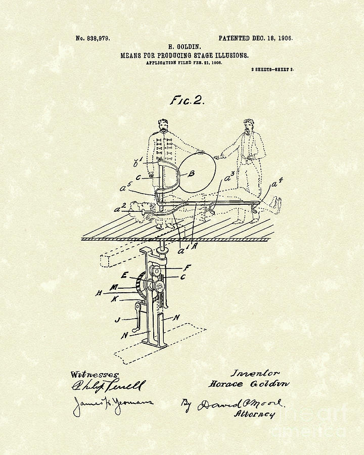 Stage Illusions 1906 Patent Art #2 Drawing by Prior Art Design