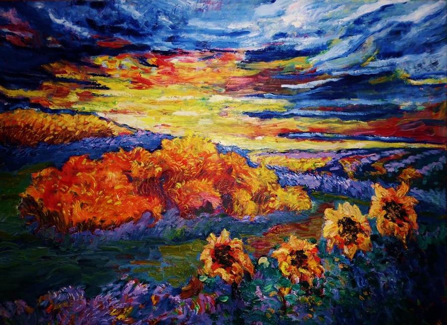 Landscape Painting - Sunflowers #2 by Pierre Putica